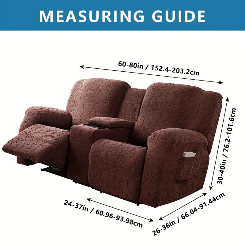 Recliner Loveseat Cover with Center Console, 2 Seater Jacquard Recliner Slipcover with Pockets, Washable Removable Cushions Protector #TikTokShopHolidayHaul