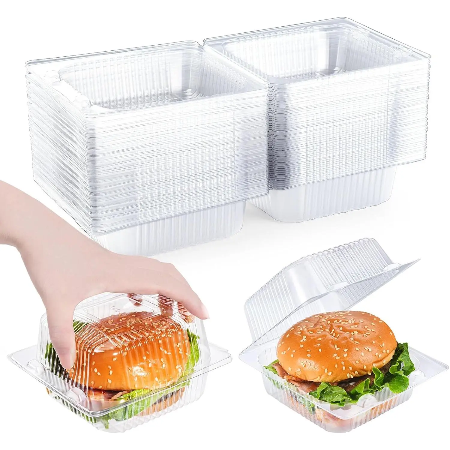 50 count Heavy  Plastic Clear Clamshell  Containers with