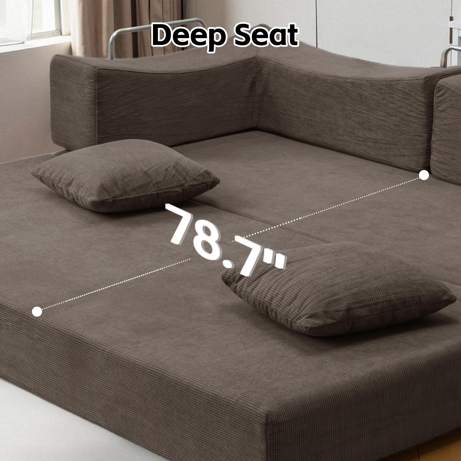 78.8'' Sofa Bed Cloud Couch Corduroy Upholstered Sectional Convertible Multi-Functional Floor Sofa for Living Room & Apartment Furniture