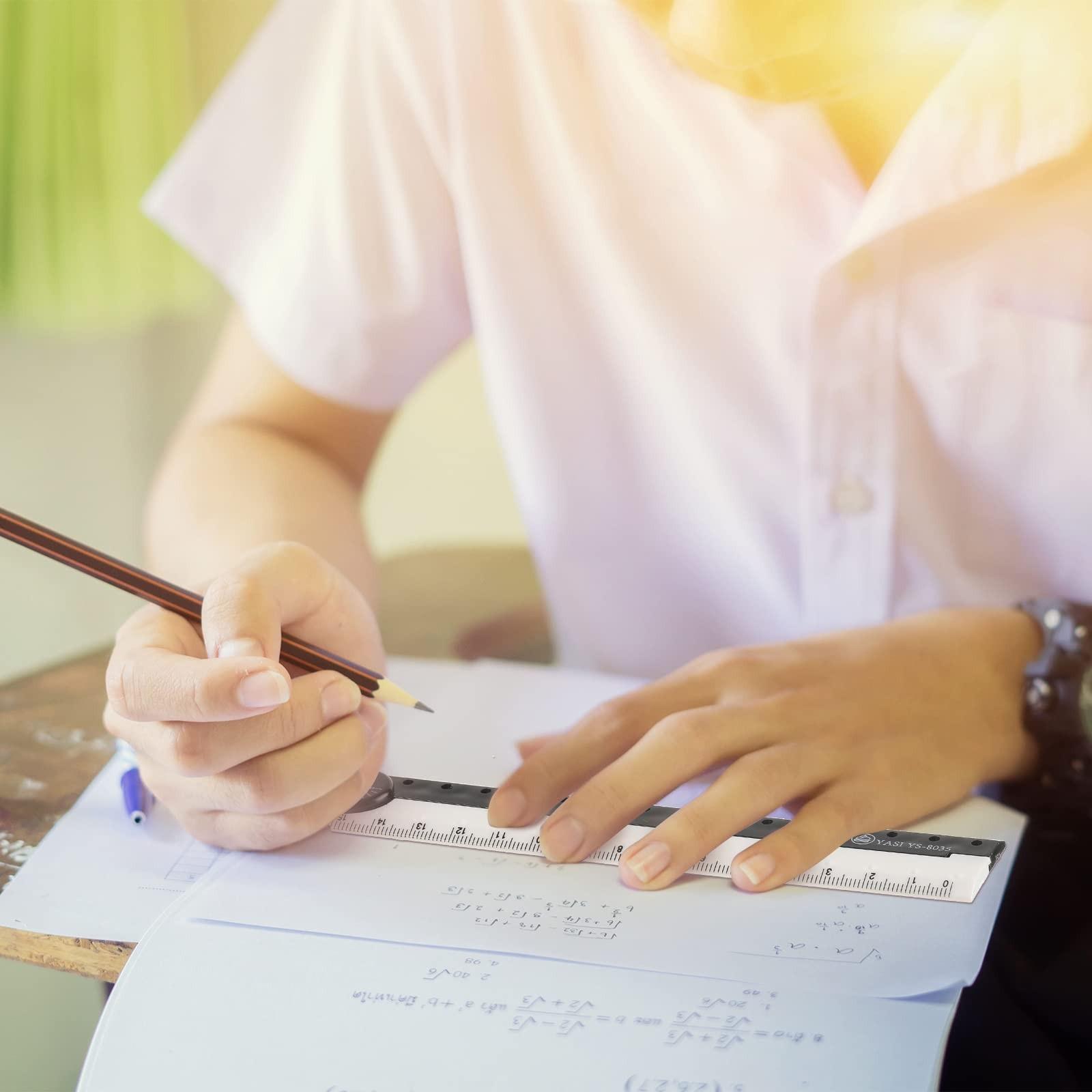 2 Pcs 30 cm/ 12 Inch Folding Ruler Multi Acrylic Foldable Angle Measurement Ruler Clear Flexible Black and White Adjustable Geometry Measuring Tools for Drawing School Classroom