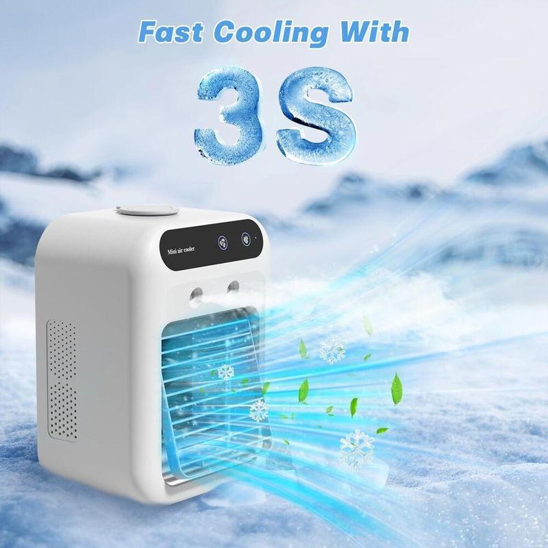 BougeRV Portable Air Cooler Fan, 3-in-1 Rechargeable Fan with 2 Mist Speeds and Powerful Wind, Mini Multifunctional Cooling Fan for Bedroom, Office, Camping