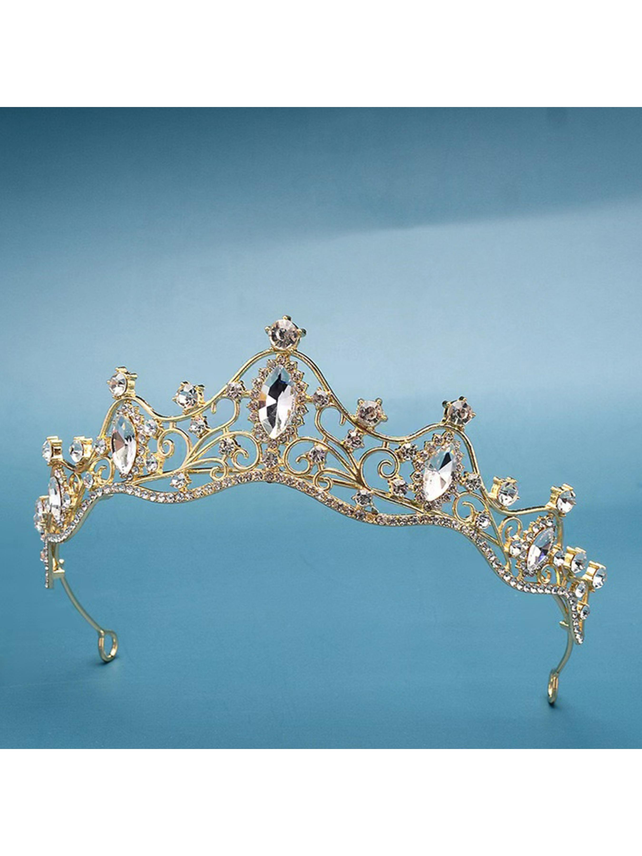 Crystal Wedding Tiara Headpiece Luxury Bridal Crown For Bride Marriage Party Birthday Cake Top Rhinestone Crown