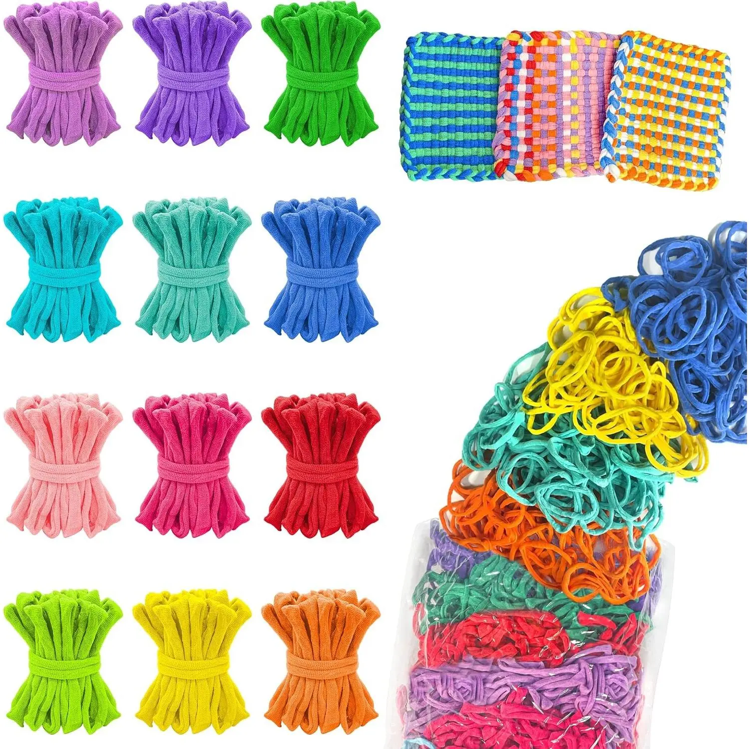 1000 PCS Loom Refill Loops, 12 Color Weaving Loom Refill Loops Kit for Potholder 6” 7” Size Pot Holder Loom Art and Crafts DIY Supplies for Adults Teens