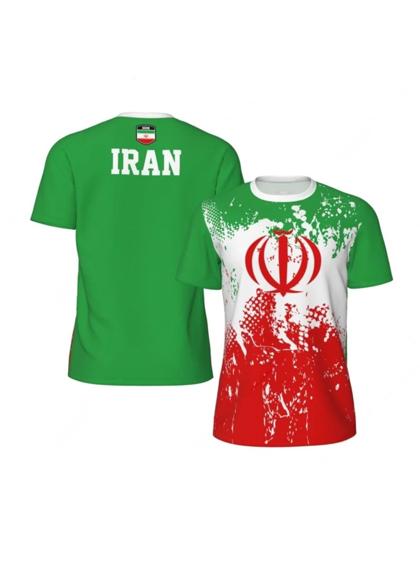 Fashion Iran Flag Football T Shirt Casual Summer Short Sleeve Mens 3D Printed Sports T-shirt Loose Street Quick Dry Tees Tops