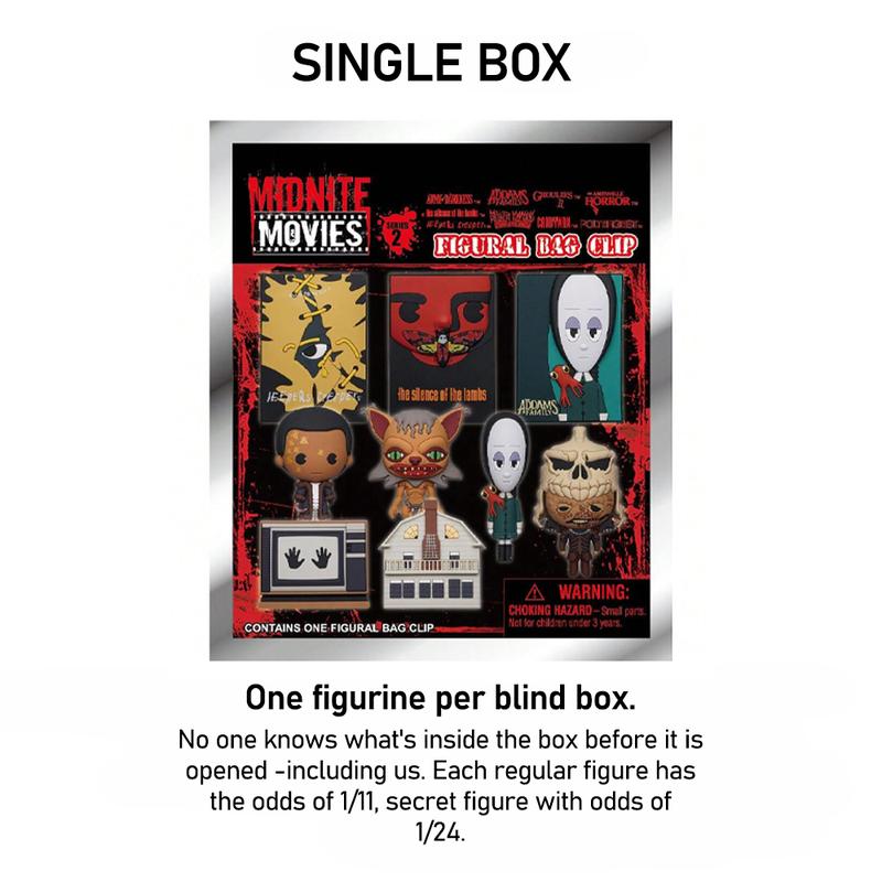WB Officially Licensed MGM Midnite Movies Peripheral Keychain Horror 3D Anime Characters Series Mystery Blind Bags Key Ring Backpack Car Keys Pendant Random One Wednesday Candyman Blind Bags Creative Costume Decorations MN-33060