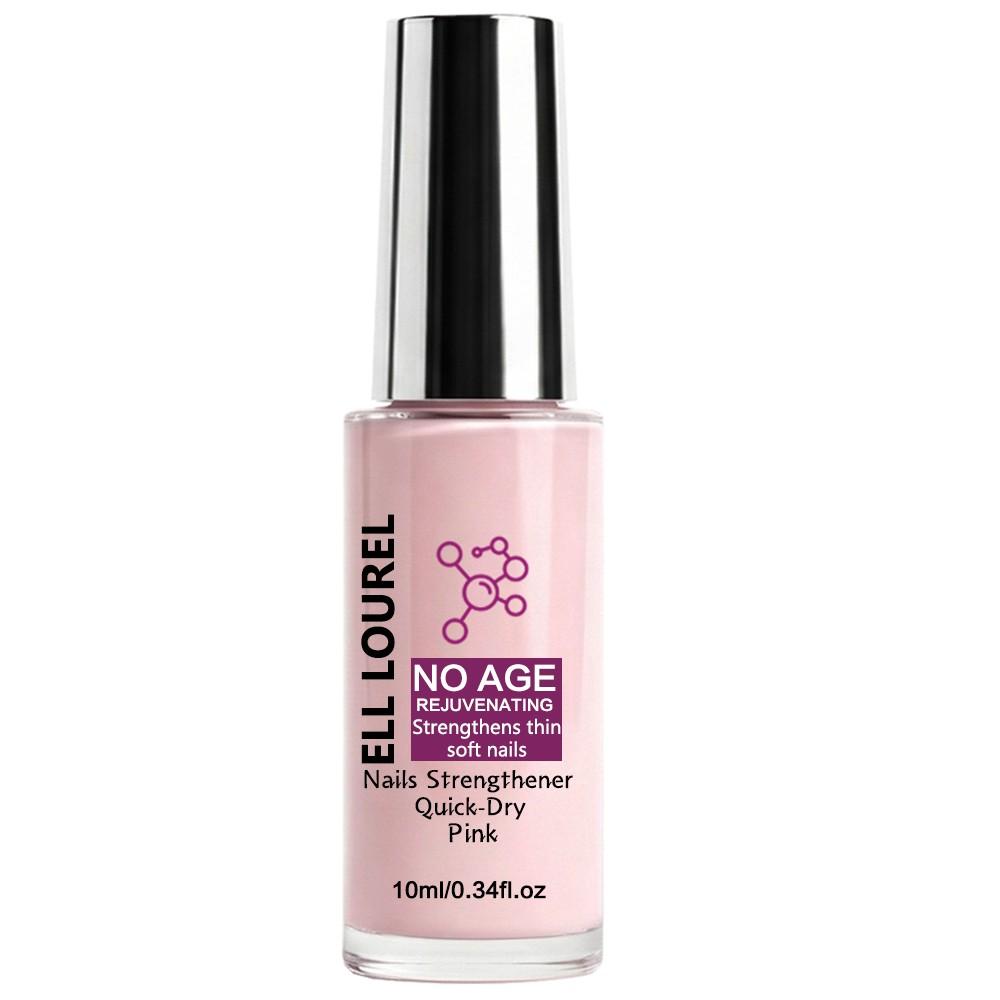 ELL LOUREL Rejuvenating Pink Nail Strengthener, 10ml Quick-Dry Tinted Nail Hardener & Anti-Aging Nail Treatment, Infused with Rejuvenating Formula to Strengthen Thin, Soft & Brittle Nails, Revitalizes Damaged Nails, Natural Pink High Gloss,Salon Quality