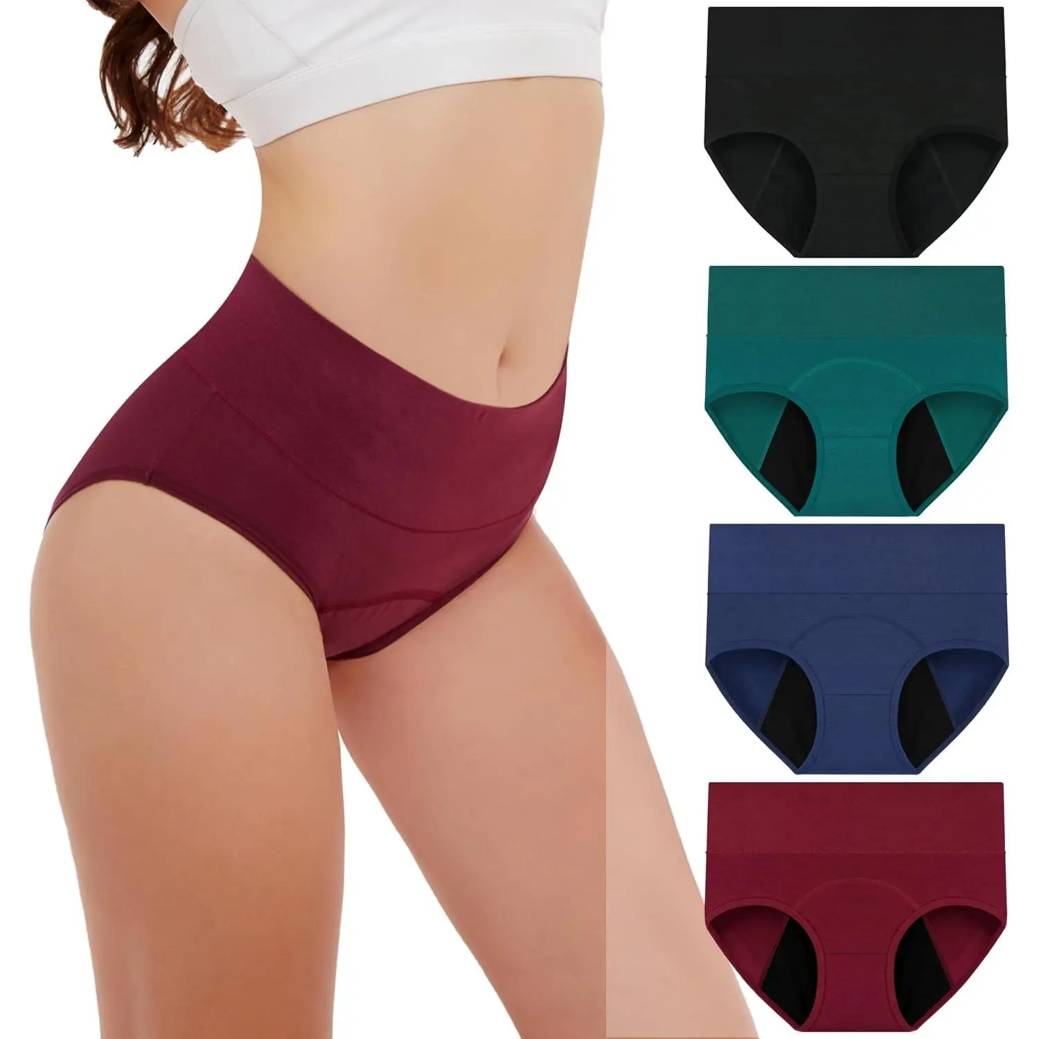 Period Underwear for Women Cotton Period Panties Leakproof Panty High Waisted Menstrual Postpartum Hipster Briefs
