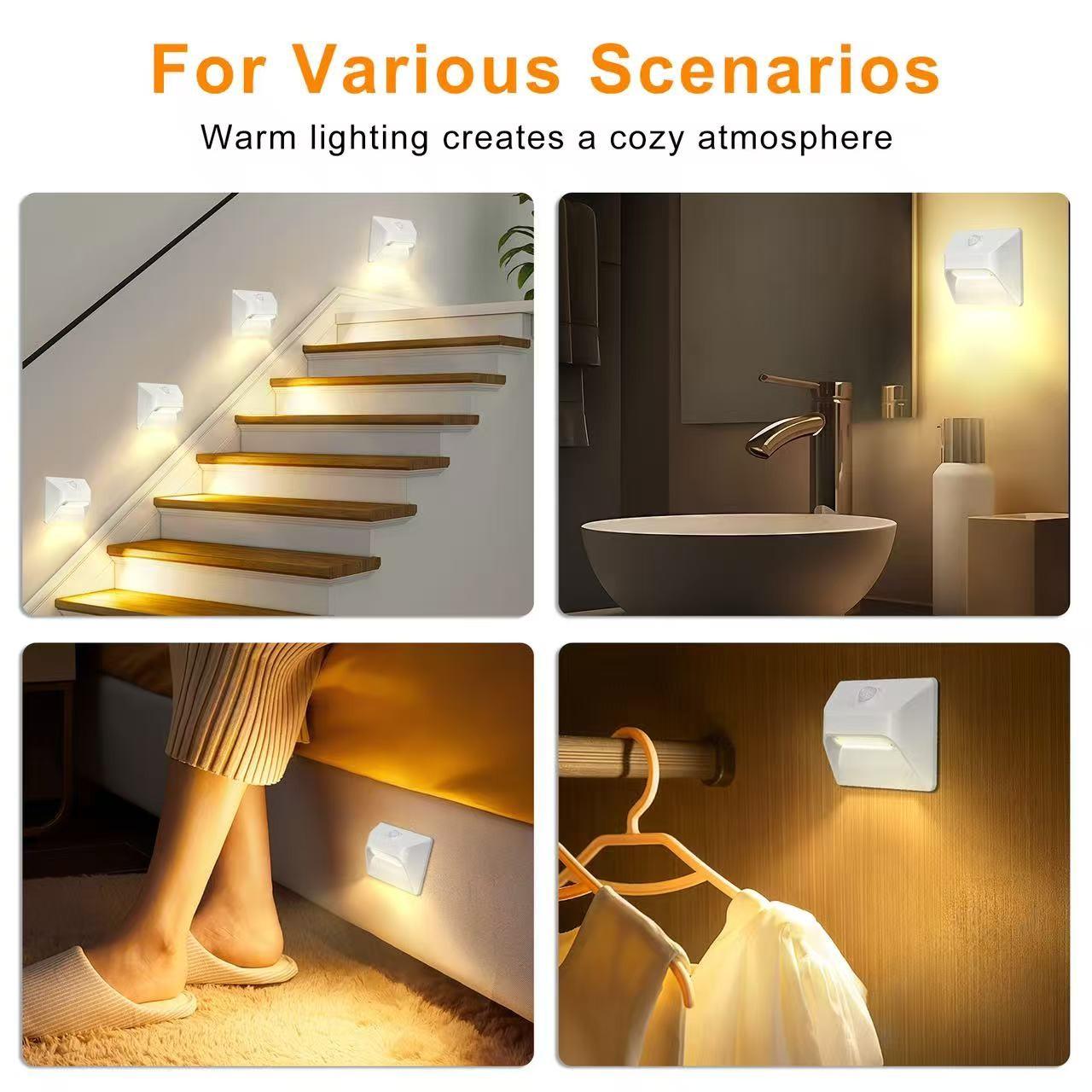 2Pcs Sensor Wall Sconces, Modern LED Rechargeable Wall Lights, Magnetic Attachment, Wireless, 2200mAh Long Battery Life, Motion-Activated Lighting; For Hallways, Bedrooms, Bathrooms, and as Motion-Activated Night Lamps