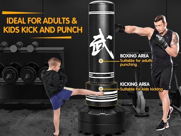 Heavy Punching Bag with Stand Adults Teens,70" Free Standing Boxing Bags,Kickboxing Training Equipment Bags for Men Training Thai Fitness Karate SpringStatements