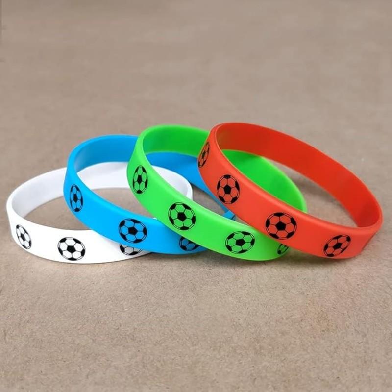 4 Pack Silicone Rubber Wristbands for Soccer Fans, World Cup Theme Sports Bracelet for Men Women, Cheering Accessory for Outdoor Exercise