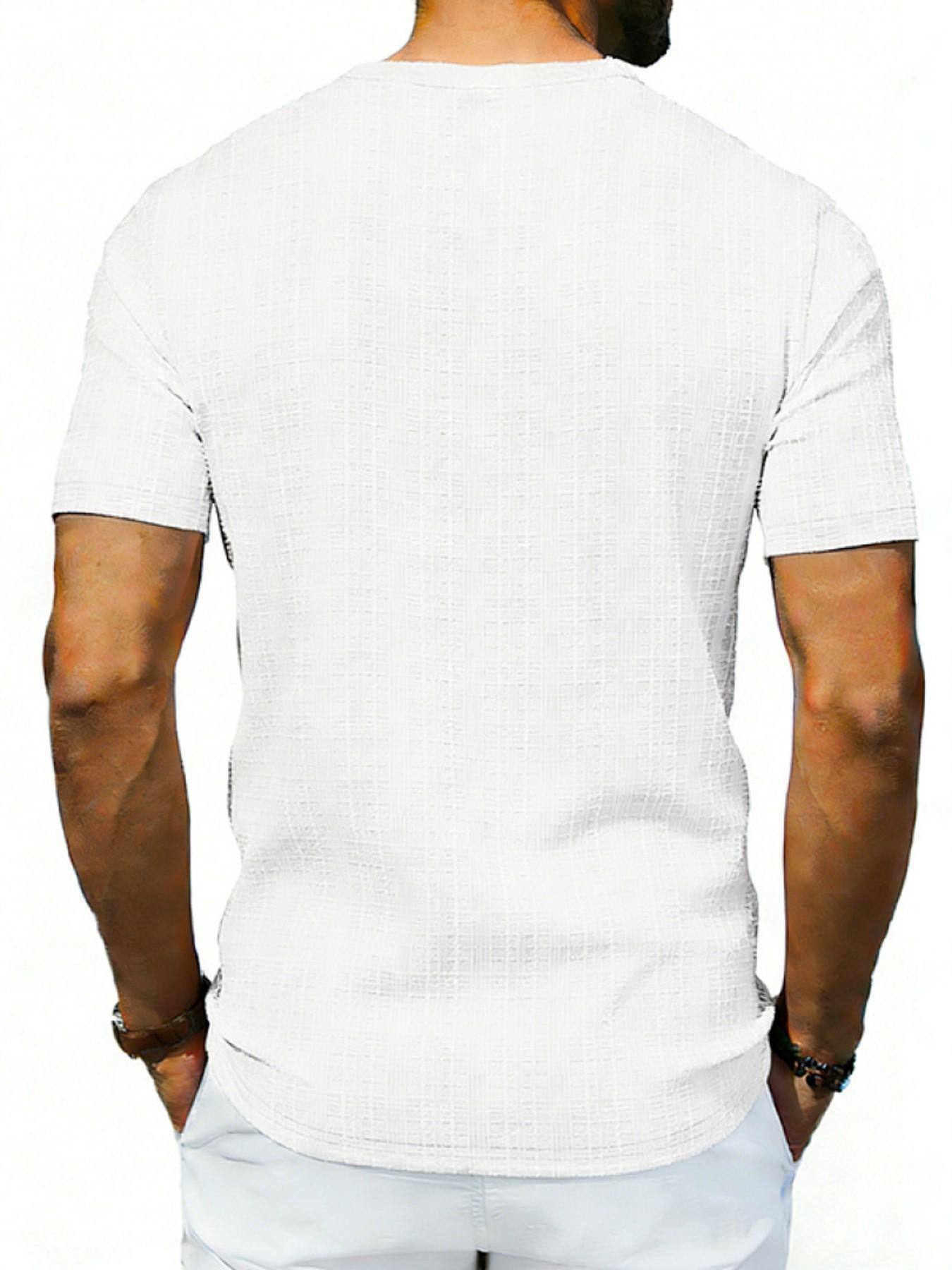 Men's Summer V-Neck Short Sleeve T-Shirt, Breathable Loose Fit Quick-Dry Top, Casual Street Style, Ideal for Daily Wear