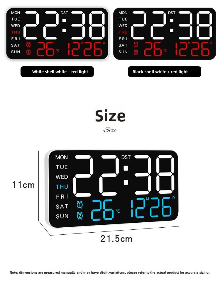 Large Screen Wall Clock, New Frameless Electronic Clock, Multifunctional Standing and Hanging Clock, Digital Display, Temperature, USB and Battery Powered, Digital Clock Decor