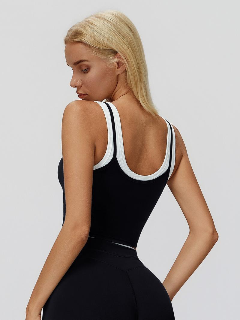 New Cross-Border Two-Piece Separated Vest Colorblock Nude Feel Fashion Casual Top Running Sports Bra, Stylish and Comfortable