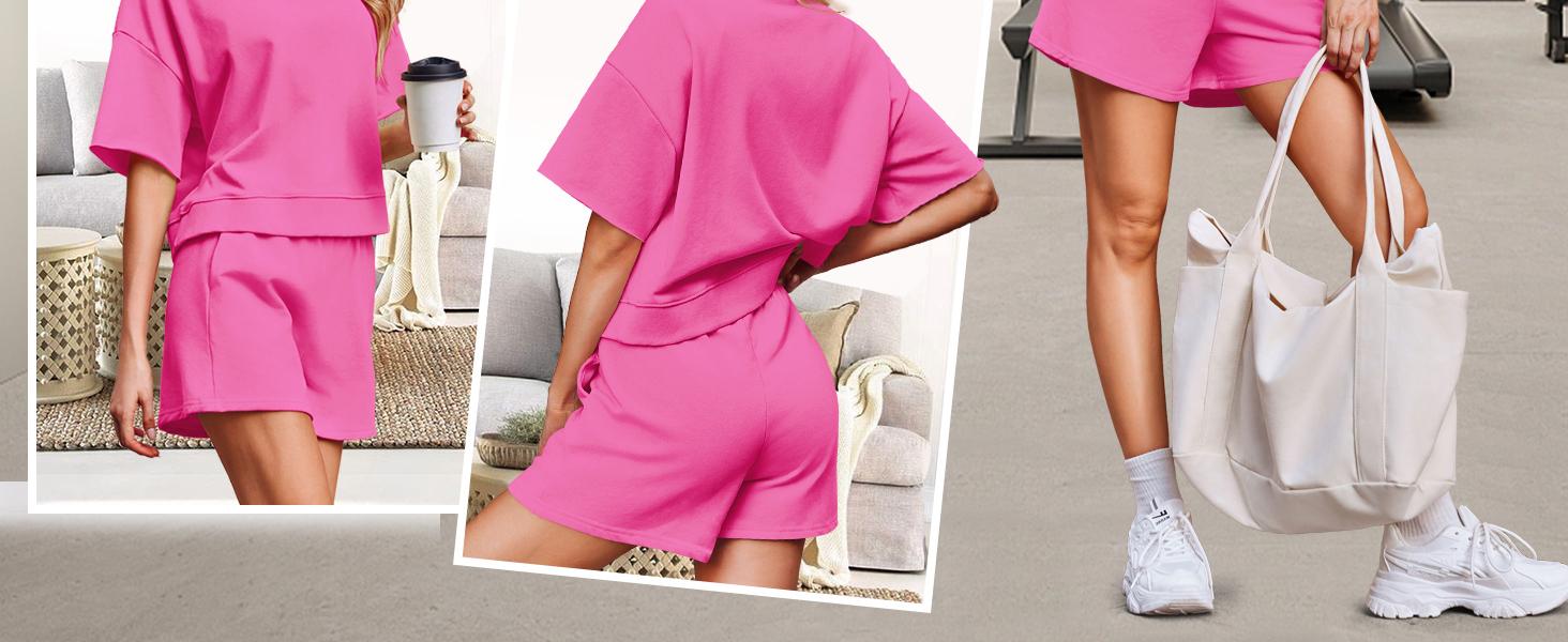 FISOEW Womens 2 Piece Outfits Casual Oversized Cropped Sweatshirt and High Waist Running Shorts Tracksuit Sets tracksuits #Springtok #TikTokShopJumpstartSale Summer Sportswear i am gia track set tracksuits for women