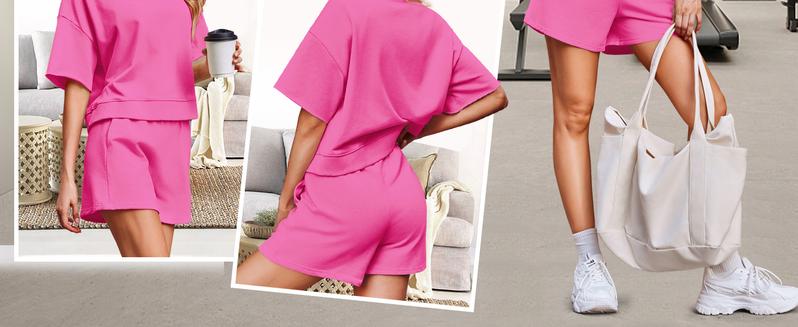 FISOEW Womens 2 Piece Outfits Casual Oversized Cropped Sweatshirt and High Waist Running Shorts Tracksuit Sets tracksuits #Springtok #TikTokShopJumpstartSale Summer Sportswear i am gia track set tracksuits for women