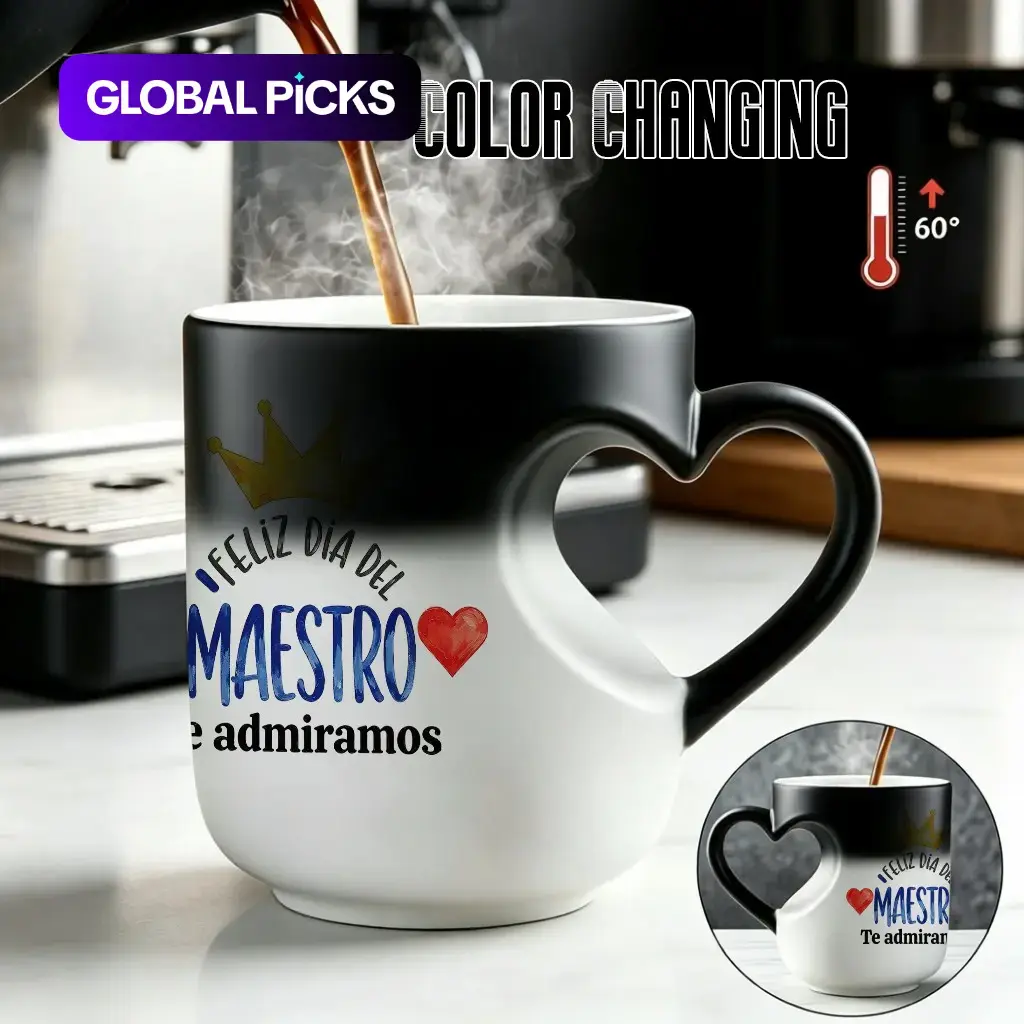 11 oz Red Hearts Color-Changing Aesthetic Ceramic Mug, Ceramic Drinkware, Heart-Shaped Handle Heat-Sensitive Magic Coffee Cup with Double-Sided Print, Perfect Birthday and Mother's Day Gift, Great for Daily Office & Home Use #GLOBAL PICKS