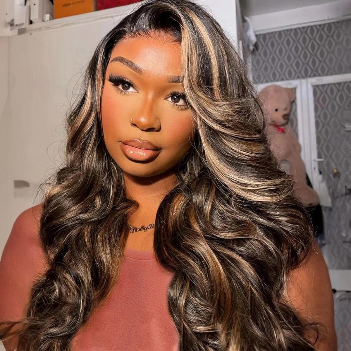 Mscoco Glueless Balayage Honey Blonde Highlight Human Hair Wig 1B 22 Body Wave & Straight Lace Wig 6x5 Wear And Go HD Lace Wig
