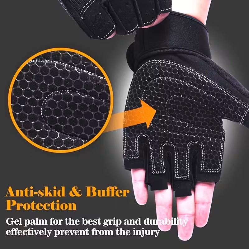 Half-Finger Gym Gloves - Black, Red & Blue Workout Gloves for Men & Women, Ideal for Cycling, Weightlifting & Fitness Enthusiasts, Sports Gloves, Fitness Exercise Accessories | Gloves | Durable Woven Fabric