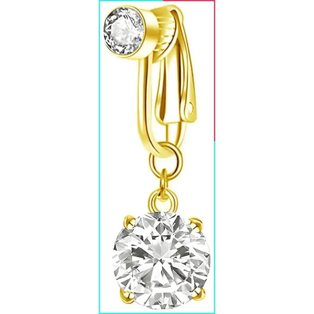 Butterfly Heart Clip-On Belly Ring for Women - Non-Piercing Fake Belly Button Jewelry
