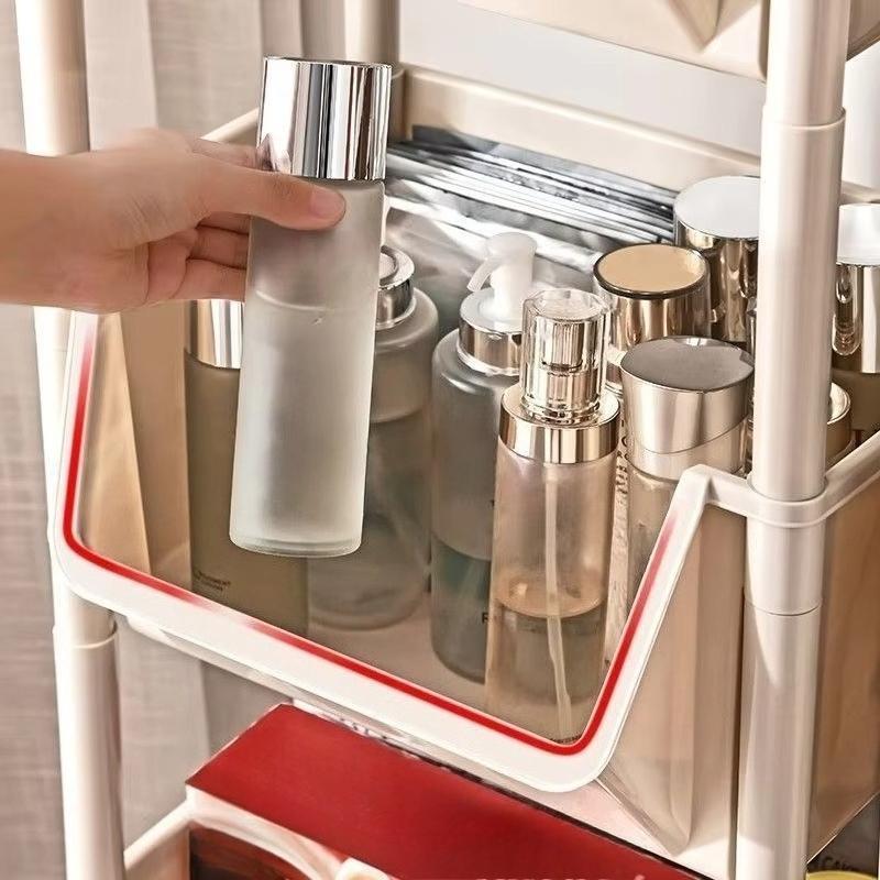 Large Five-Tier Multi-Functional Plastic Storage Cart with Wheels, Durable Sturdy Rack, Layered Organizer for Bedroom Kitchen Bathroom Living Room, Portable and Mobile