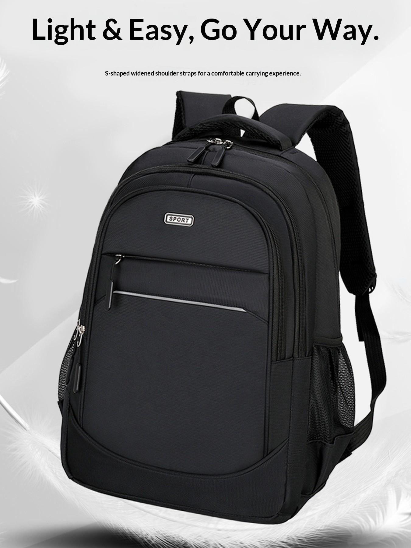 Lightweight Fashion Backpack, Waterproof Dual-Shoulder Bag, Plain Design with Night Reflective Strip, Multifunctional for Business Travel Men