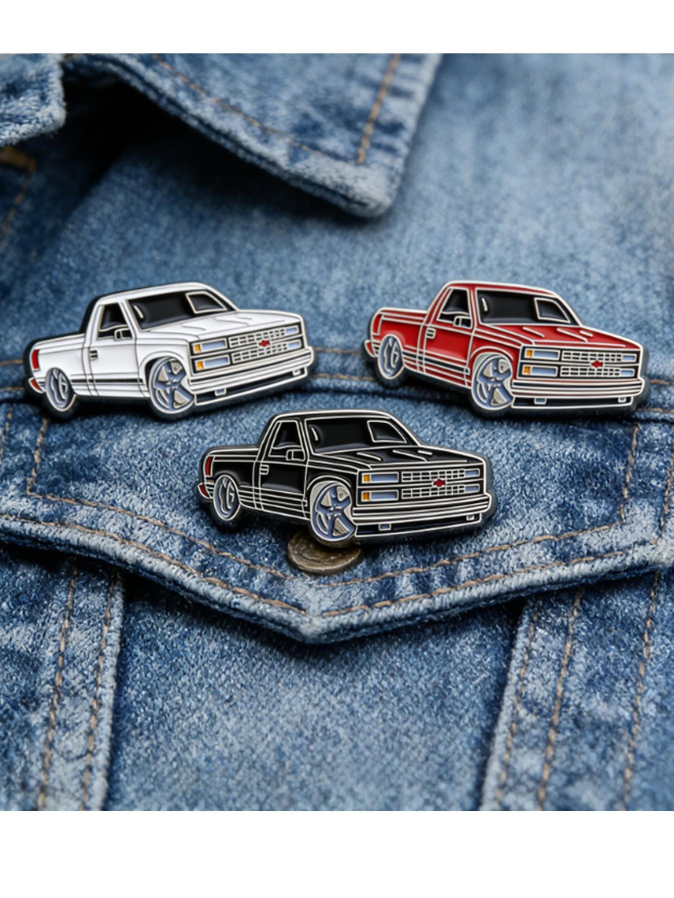 3-Piece Chevrolet 454 SS Hat Clip Pin Set, 90s Retro Classic Truck Enamel Brooch, Enamel Lapel Pins, Vintage Racing Golf Hat Clips for Chevy Fans & Truck Enthusiasts, Metal Alloy Cap Pin Gift for Men, Men Accessories