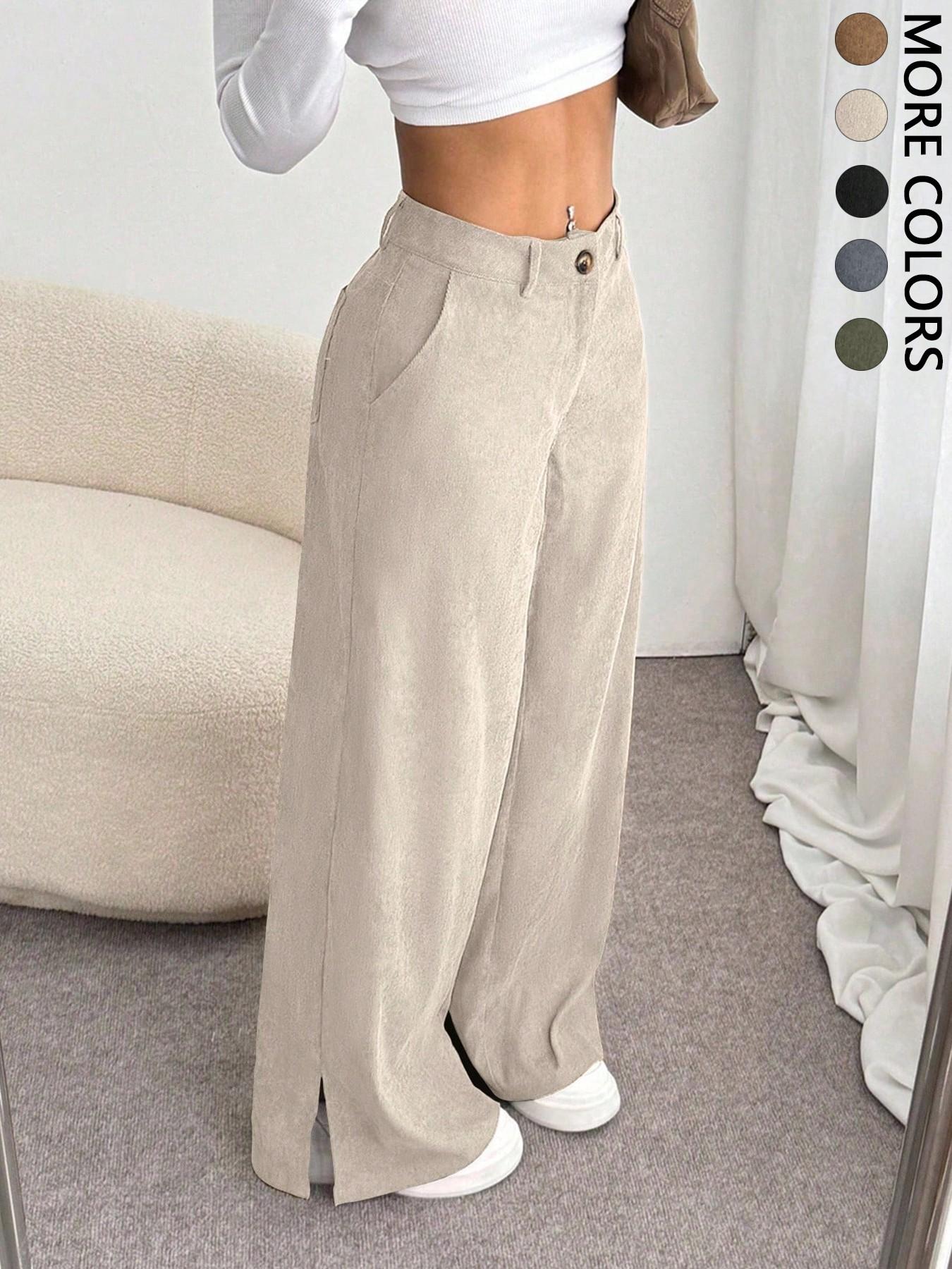 Women's Casual Pants Vintage High-End Split Wide Leg Loose Corduroy Long Pants, Comfortable and Stylish, Aesthetic, Perfect for Daily Wear Valentine's Day