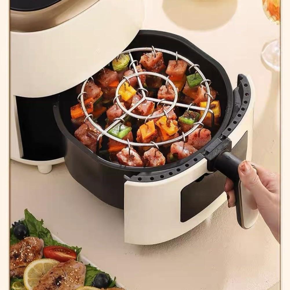 Air Fryer Grill Rack, Vertical Skewers for Air Fryer, Includes 24/48 Skewers, Stainless Steel, Non-Stick, Even Heating, Grill Replacement, Air Fryer Accessories, Grilling Accessories