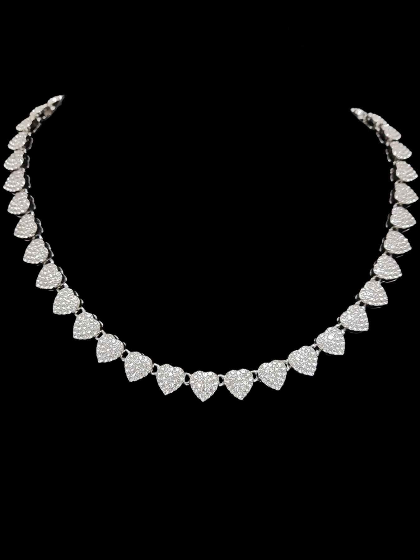 Men Women Hip Hop Heart and Round Chain Necklace, Heart Style Choker, Full Rhinestone Chain Jewelry, Fashion Elegant Accessory for Daily Wear or Party  Valentines Gift 2 Styles For Choose, High End Necklace