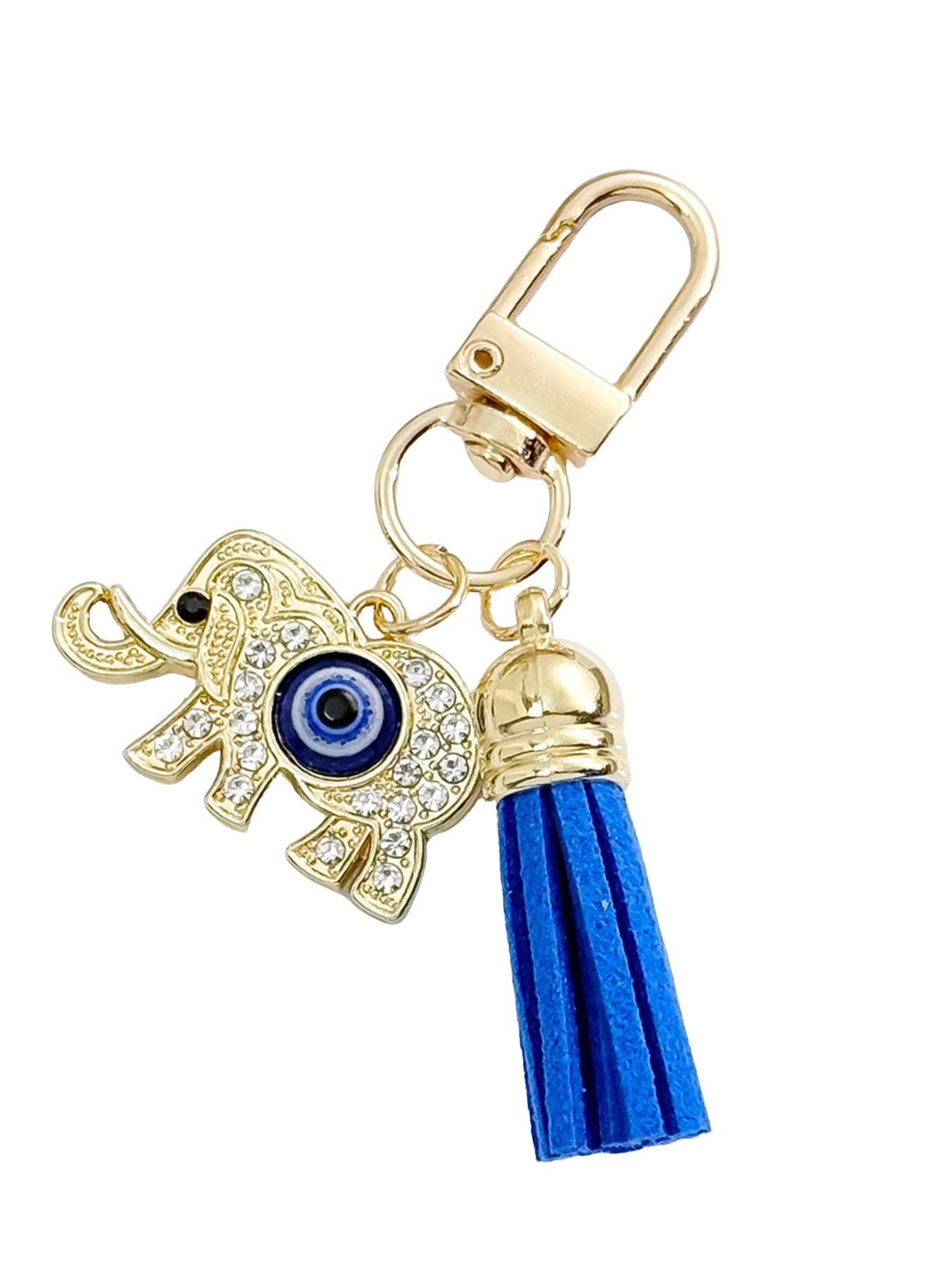 Fashion Creative Devil Eye and Elephant Palm Pendant Keychain Bag Charm, Friendship Gift, Unique Accessory for Daily Use