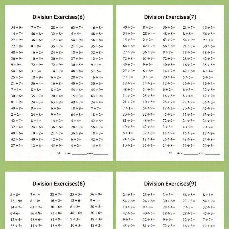 Learning and Education Writing Aids, 48 Pages Multiplication Division Practice Book, Enhance Math Skills, School Supplies, Christmas Gift