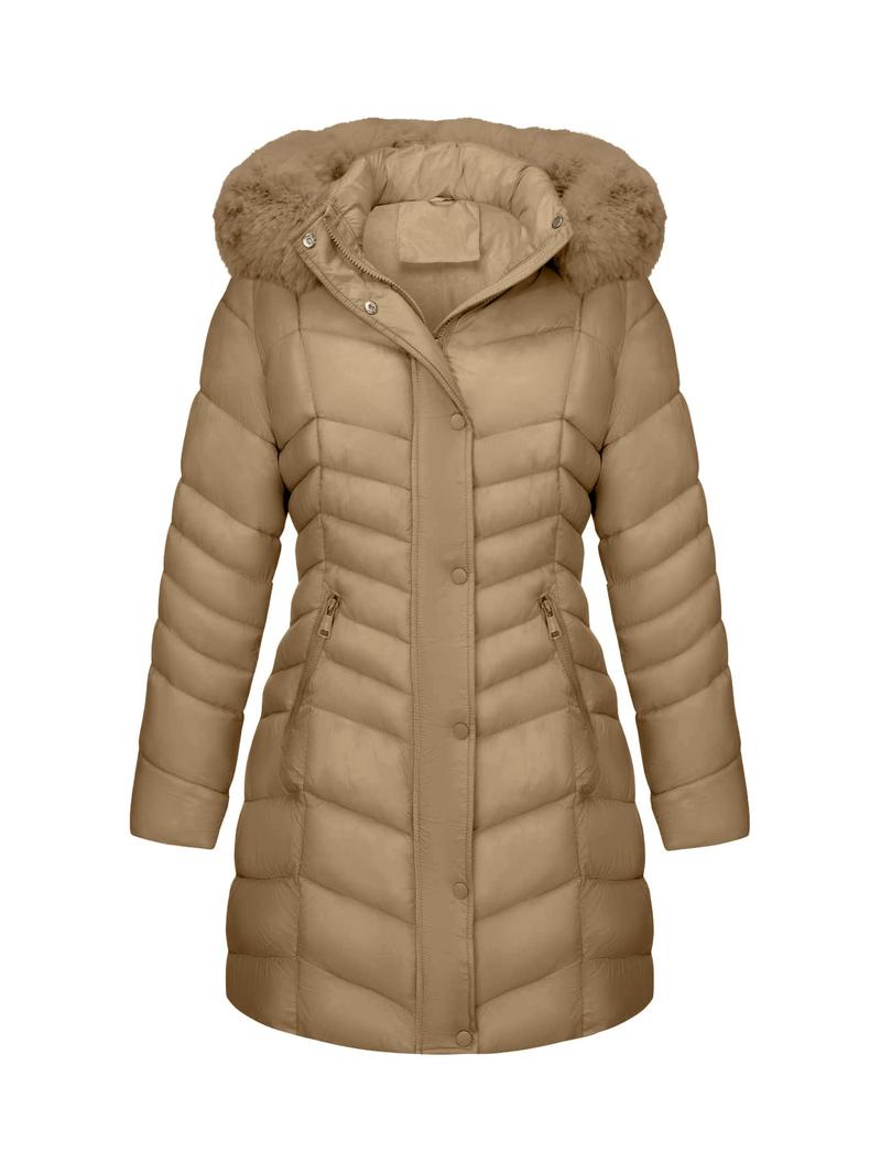 Women's Cotton Jacket Coat, Hooded Fleece Warm Fashion Outerwear, Casual Long Sleeve Pocket Design, Fall & Winter Street Style