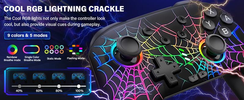 RBG Wireless Switch Controller for Nintendo Switch/Lite/OLED-Switch Pro Controller/iPhone/Android Game Stick,Programmable Game Joysticks for Nintendo Switch