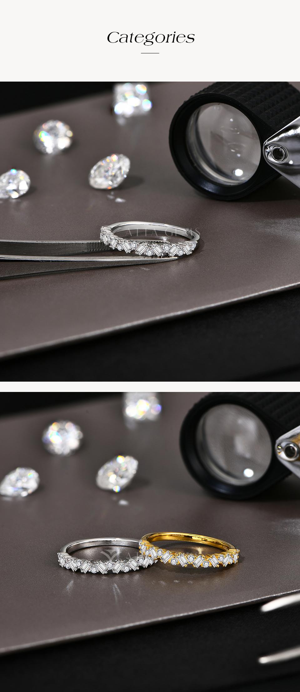 Sparkling Synthetic Moissanite Rings for Women D Color VVS1 Baguette Matching S925 Sterling Silver Wedding Band Engagement Jewelry Gift R224 SpringStatements