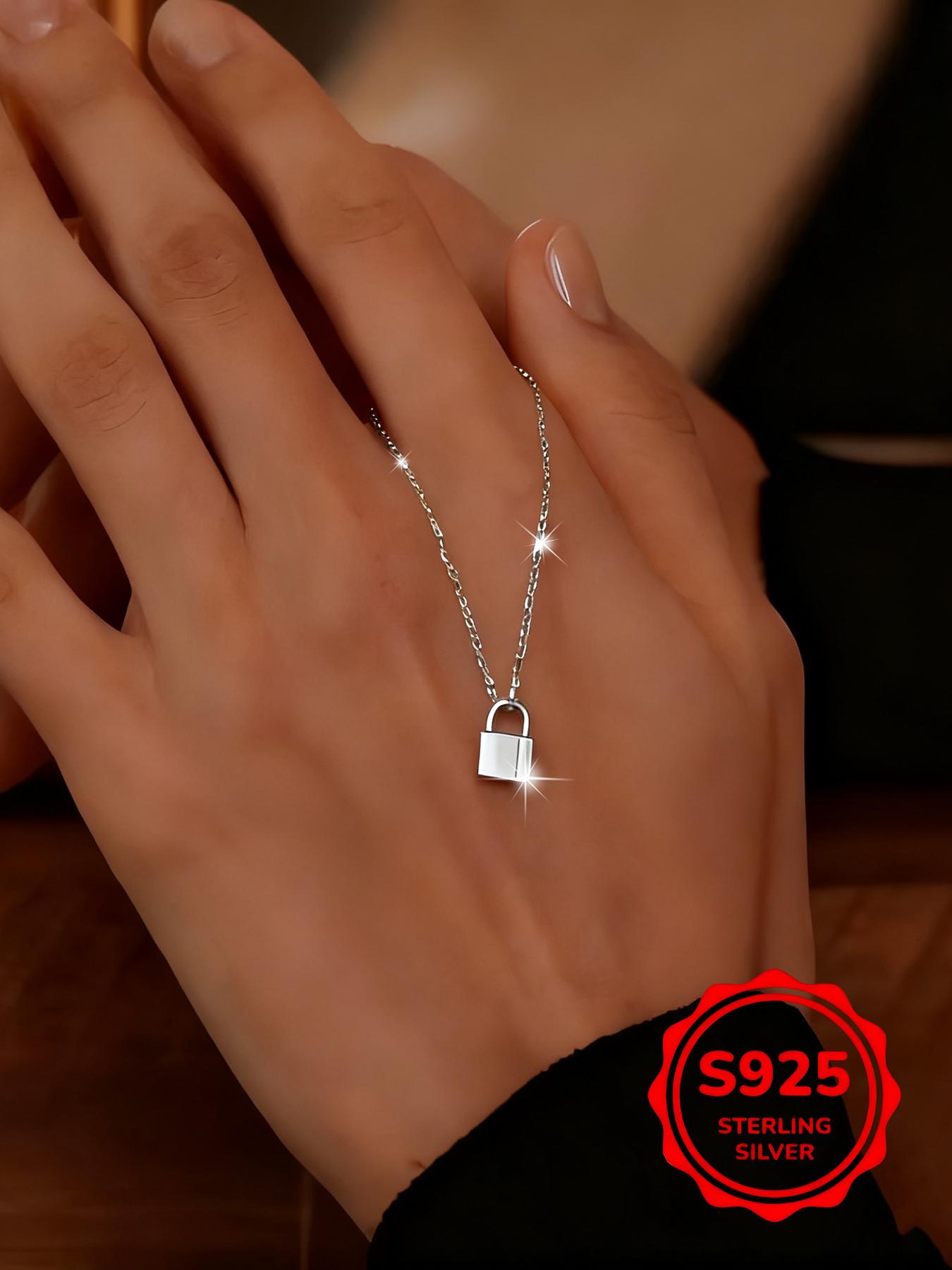 S925 Sterling Silver Creative Design Lock Pendant Necklace for Women, Fashion Jewelry for Party, Daily Clothing Decor, Trendy All-match & Exquisite Jewelry for Gift, Key Pendant Necklace