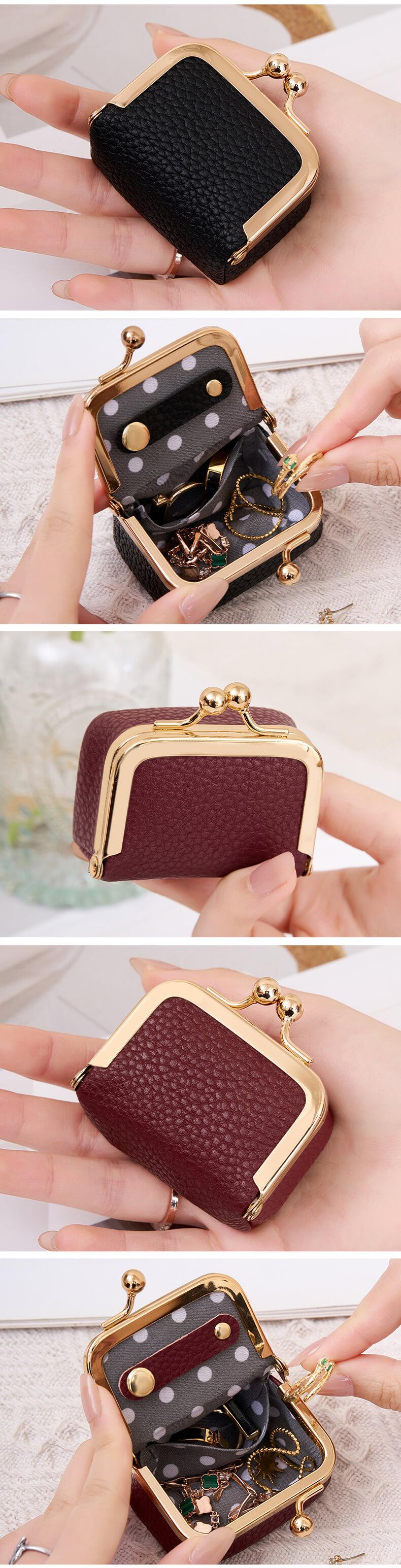 Mini Wallet with Kiss Lock Royal Bag Design, Vanity Purse, Portable Makeup Box for Jewelry and Small Items, Ideal Gift for Christmas and Valentine's Day