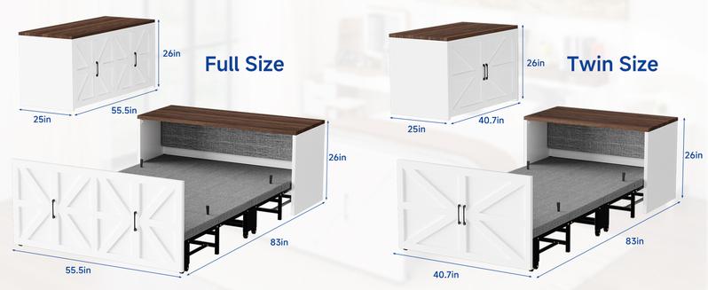 Lilypelle 2-in-1 Murphy Cabinet Bed – Farmhouse Hideaway Foldable Platform Bed for Guest Room, Bedroom, or Home Office, Up to 650 Lbs Lilypelle 2-in-1 Murphy Cabinet Bed – Farmhouse Hideaway Foldable Platform Bed for Guest Room, Bedroom, or Home Office, Up to 650 Lbs