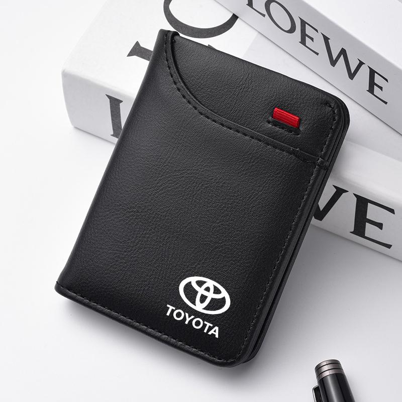 Car Leather Mini Credit Card Purse, Soft Portable Small Wallet, Wallet Card Holder, Compatible with Toyota Corolla, Land Cruiser, Camry, Rav4