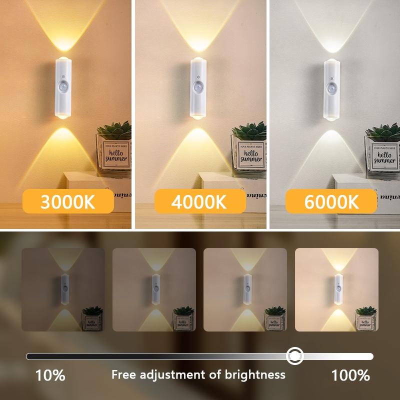 Smart Motion Sensor Night Light, LED Wall Lamp, USB Rechargeable Bedside Lamp, for Bedroom, Hallway, Stairs, Office