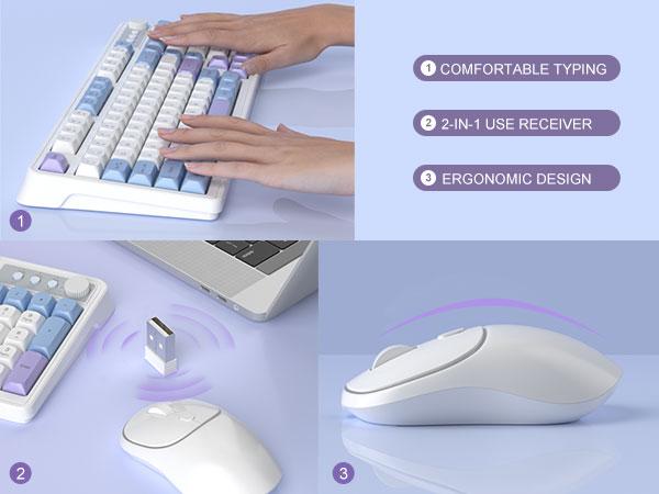 MageGee Wireless Gaming Keyboard and Mouse Combo V560, RGB Backlit Rechargeable Mechanical Feel Keyboard 2.4GHz Quiet Blue White Purple Keyboard Mouse for Mac Laptop PC Gamer