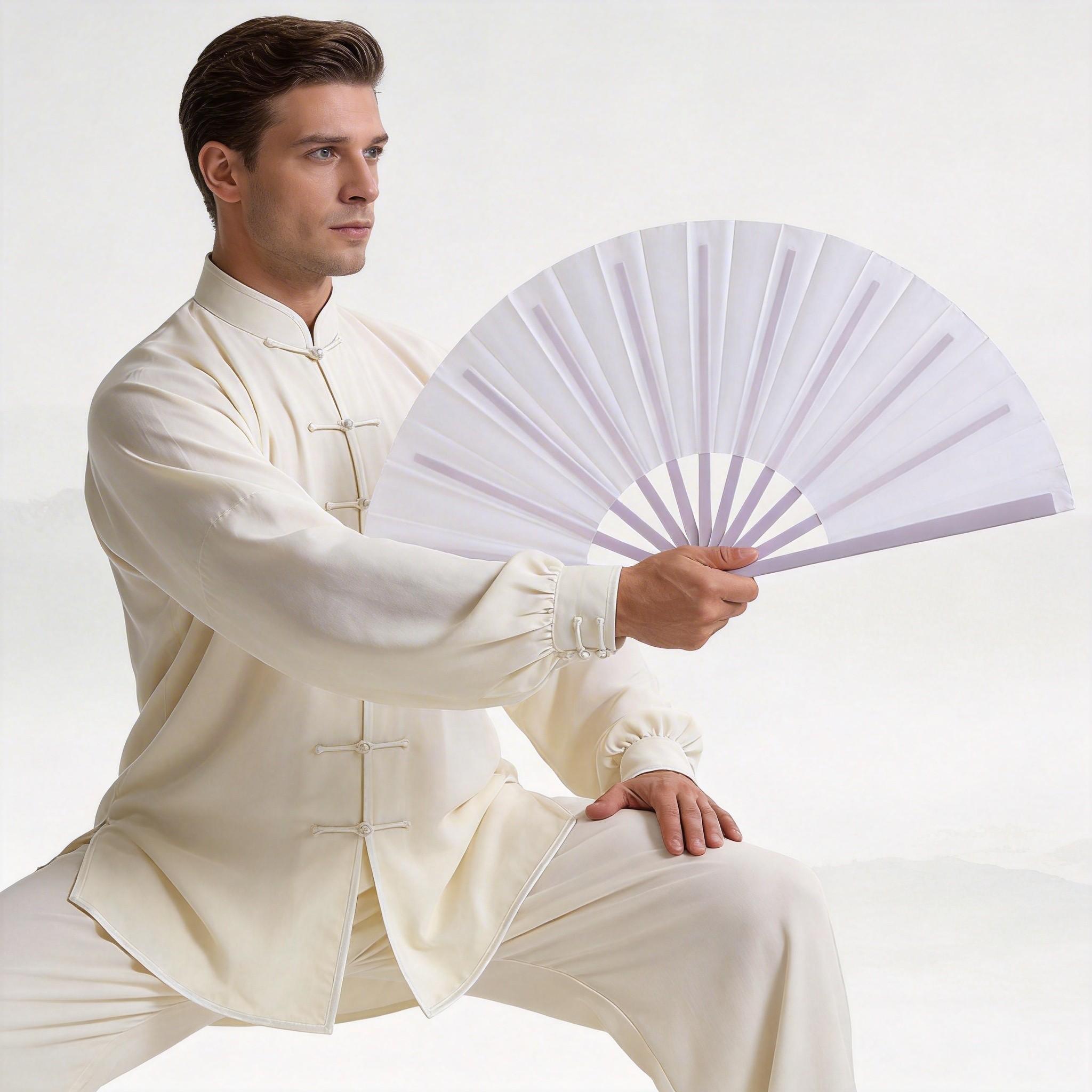 2 Pcs Colorful Kung Fu Sound Fans, 10 Inch Chinese Dance Plastic Fan, Martial Arts Performance Tai Chi Dual-Sided Folding Fan