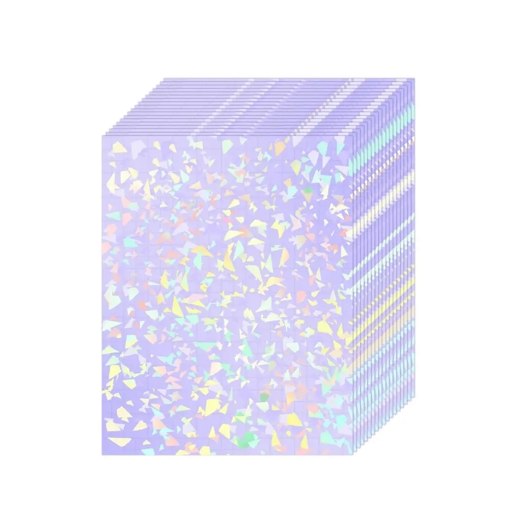 A4 Self Adhesive Holographic Laminating Paper Iridescent Vinyl Protective Film Diamond Pattern Waterproof Scratch Resistant for Craft Packaging Sticker Decoration Creative DIY Supply Peel and Stick for Photos Cards Scrapbook Covers