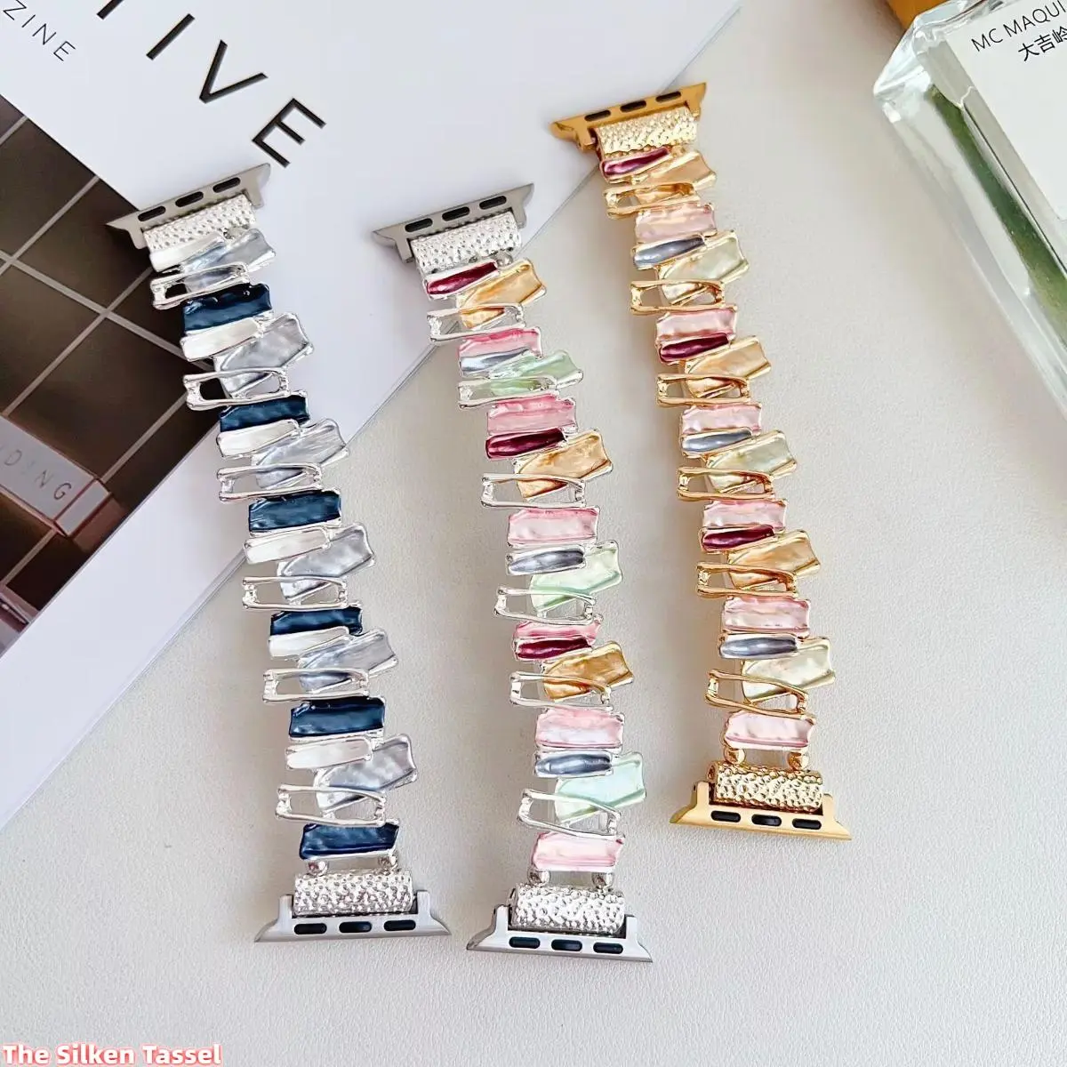 Irregular Geometric Metal Watch Band, Minimalist Stylish Strap, Metal Craft Compatible with Apple Watch 5 6 7 8 9 SE for Daily Casual Fashion Wear, Only Watch Band Included tiktokshopbacktoschool
