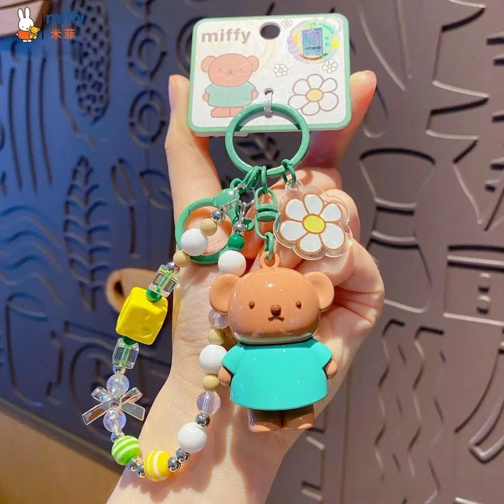 Genuine Miffy Doll Keychain Pendant Creative DIY Beaded Couple Keychain Bag Accessories Children Toy Girls Gift