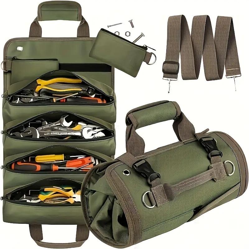 Heavy Duty Rollable Tool Bag with Free Delivery Nationwide - Organized Storage for Tools electrician mechanic roll up Portable roll-up handle versatile belt construction worker Waterproof Adjustable Organizer detachable pouch Backpack rv owner