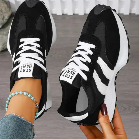 Women's Height Increasing Thick Sole Non Slip Comfortable Breathable Colorblock Running Shoes, Sporty Outdoor Running Sneakers, Trendy Running Shoes
