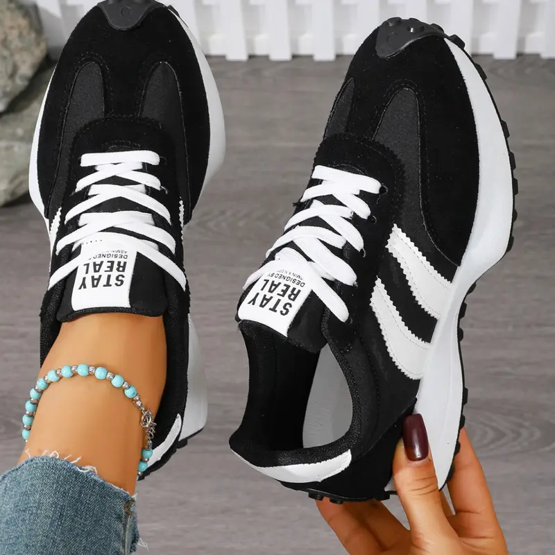 Women's Height Increasing Thick Sole Non Slip Comfortable Breathable Colorblock Running Shoes, Sporty Outdoor Running Sneakers, Trendy Running Shoes