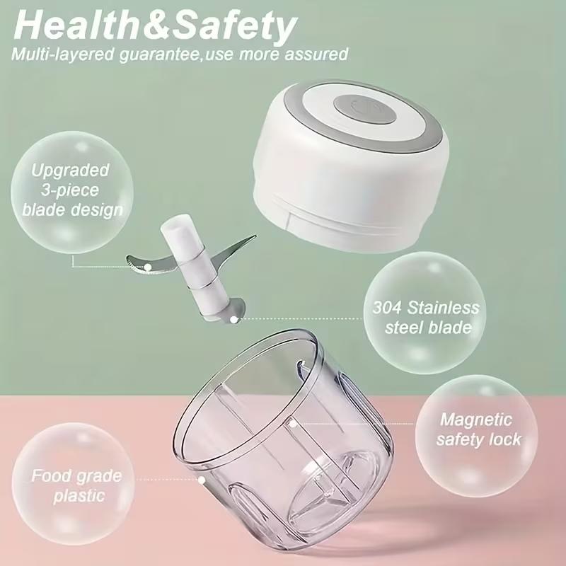 Portable Electric Garlic Mincer and Vegetable Grinder, Portable Veggie Chopper, 250ML USB Rechargeable Food Processor, Multifunctional Food Chopper, Garlic Crusher, 1200 Rpm Motor, Home Travel Small Design detail 8