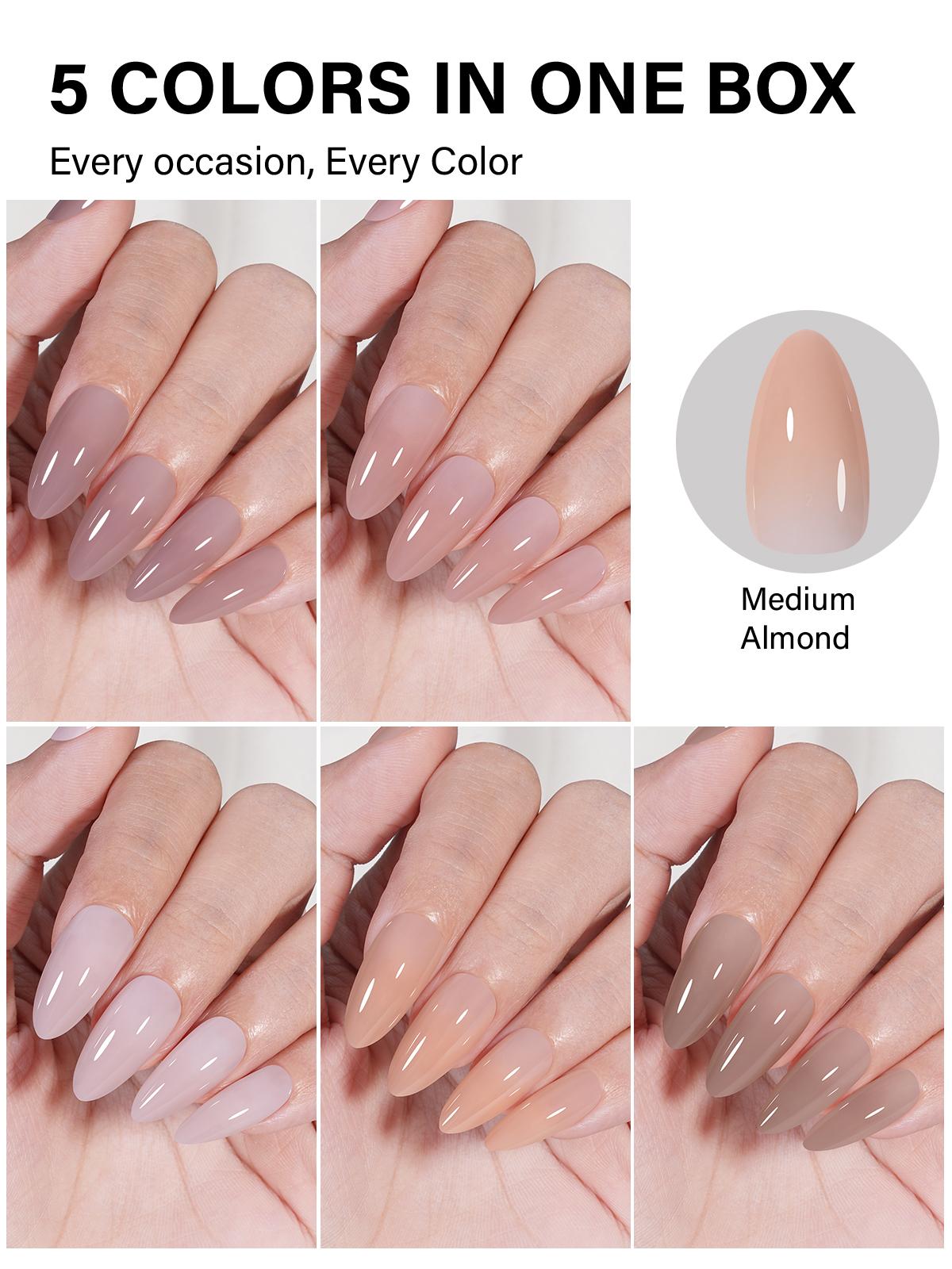 Aillsa Pre-colored Almond Nail Tips Set Including 5 Natural Colors Press-on Nail set 140Pcs in 14 Sizes, UV Light, 2in1 Base&glue and Top Coat. gelx Tips Nails Extensions for DIY Nail Art Beginner Friendly Birthday Gifts for Girls Nailcare Aillsa Pre-colored Almond Nail Tips Set Including 5 Natural Colors Press-on Nail set 140Pcs in 14 Sizes, UV Light, 2in1 Base&glue and Top Coat. gelx Tips Nails Extensions for DIY Nail Art Beginner Friendly Birthday Gifts for Girls Nailcare