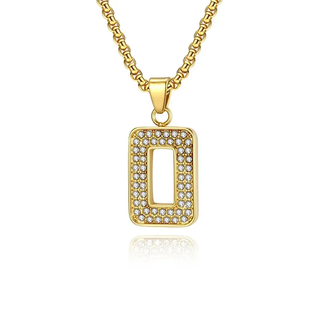 Hip Hop Iced Out Bling CZ 0-9 Number Pendant Gold Color Stainless Steel Zirconia Figure Necklace for Woman Men Jewelry Gift 2026
